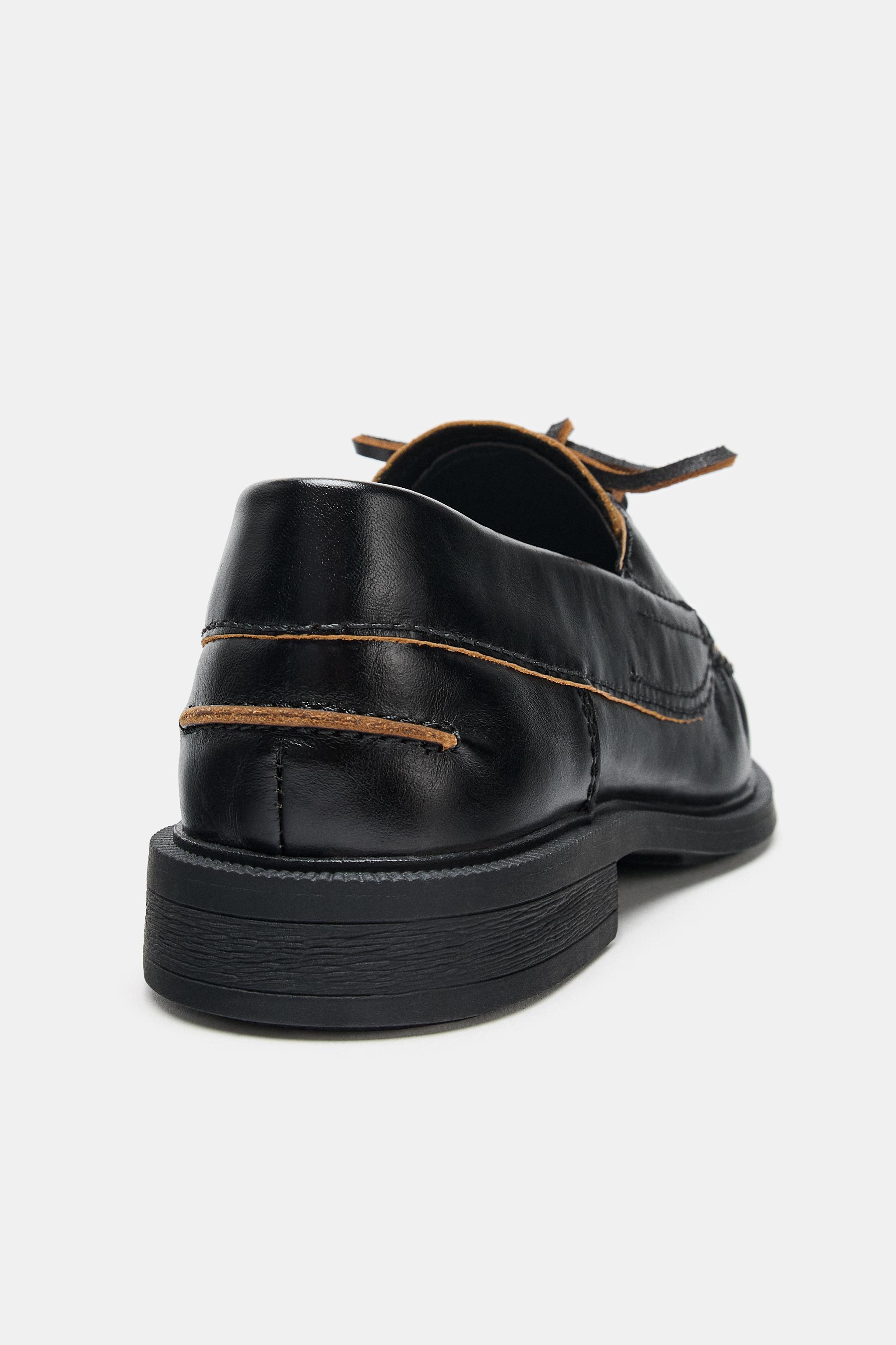 LEATHER FLAT DECK SHOES